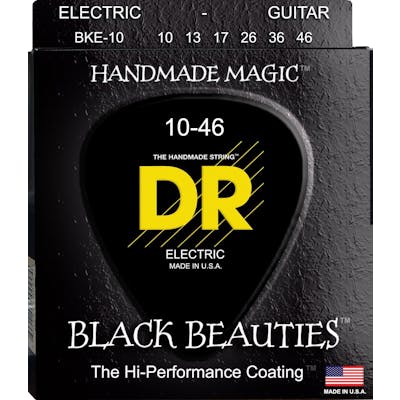 DR Strings BKE-10 Black Beauties Black Coloured Electric Guitar Strings Medium 10-46